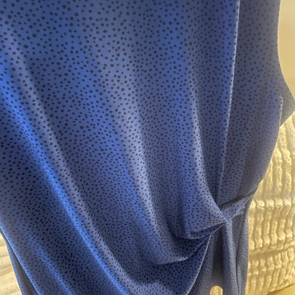 Anne Klein Navy Polka Dot Top